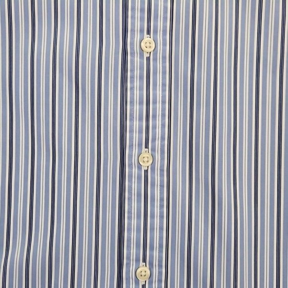 Ralph Lauren Men's Custom Fit Shirt Large Blue White Stripes Old Money Preppy - Picture 11 of 16